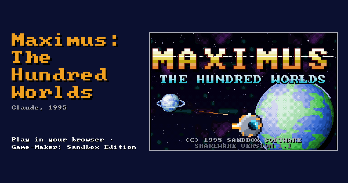 Maximus: The Hundred Worlds: its title screen