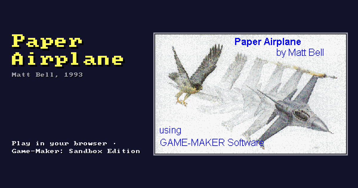 Paper Airplane: its title screen