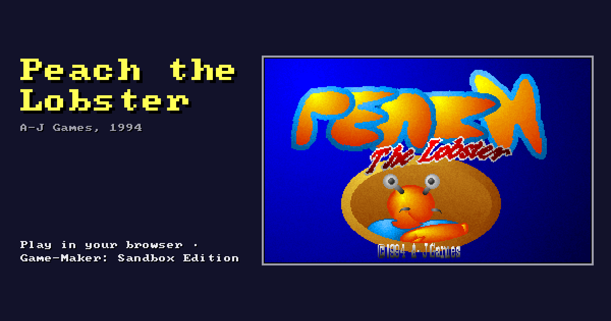 Peach the Lobster: its title screen