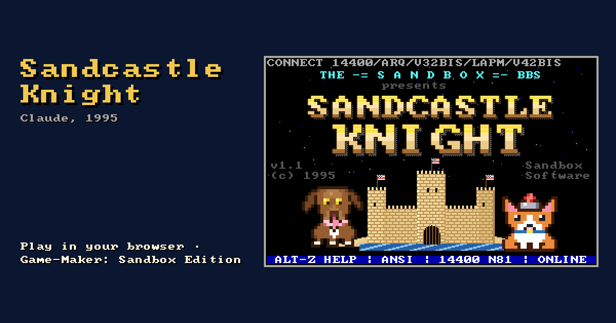 Sandcastle Knight: its title screen